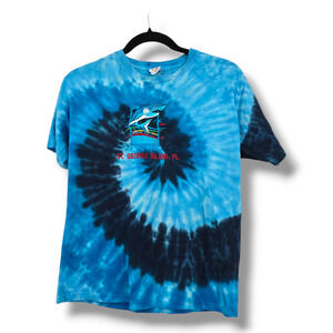 DK Kids Youth Swirl Tie Dye St. George Island Shark Embroidered T-Shirt Blue Lar